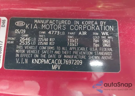 2020 Kia Sportage Lx z USA, uszkodzony, nr VIN KNDPMCAC0L7697209